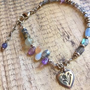 Sterling silver & gemstone artisan bracelet